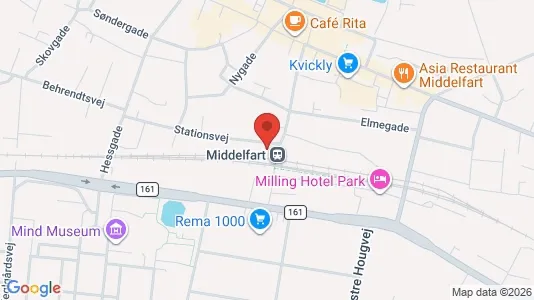 Kontorlokaler til leje i Middelfart - kort over placeringen