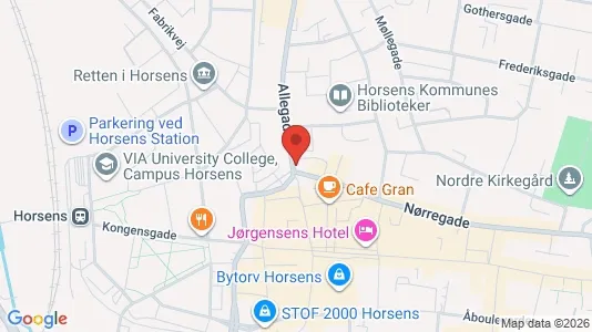 Kliniklokaler til leje i Horsens - kort over placeringen