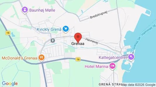 Butikslokaler til leje i Grenaa - kort over placeringen