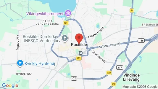 Butikslokaler til leje i Roskilde - kort over placeringen