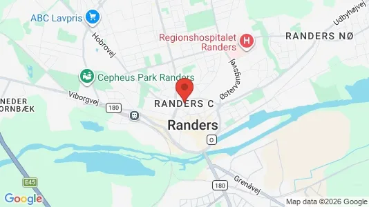 Butikslokaler til leje i Randers C - kort over placeringen